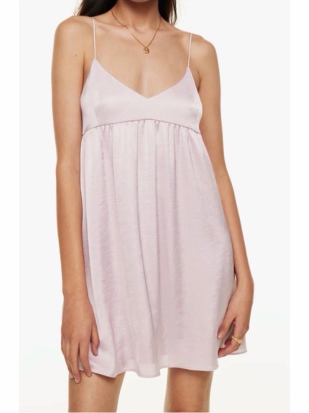 Aritzia Wilfred Lover Satin Babydoll Mini Dress Pink